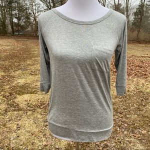 CHASER TOP TEE SHORT ELBOW SLEEVE BOAT NECK GRAY STRETCH Size XS